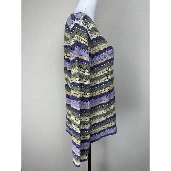 Robert Scott Women’s Sz M Hand Knitted Sweater Lavender Silk Linen Cotton Blend - Picture 4 of 13